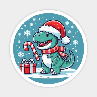 Cute Christmas T-Rex Magnet